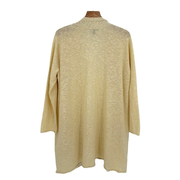 Eileen Fisher Organic Cotton Linen Slub Long Cardigan in Butter Yellow Size M - Picture 4 of 10
